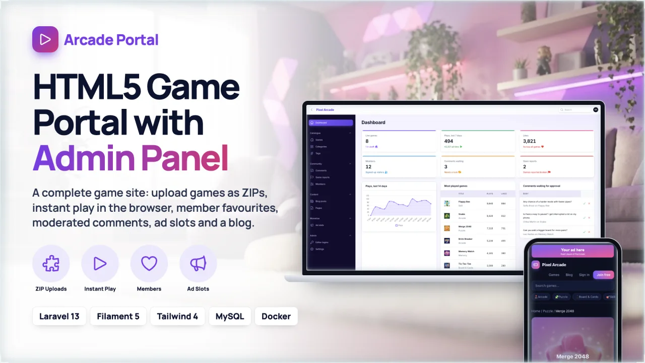 Arcade Portal — Manage an arcade or gaming zone: sessions, pricing and daily takings.